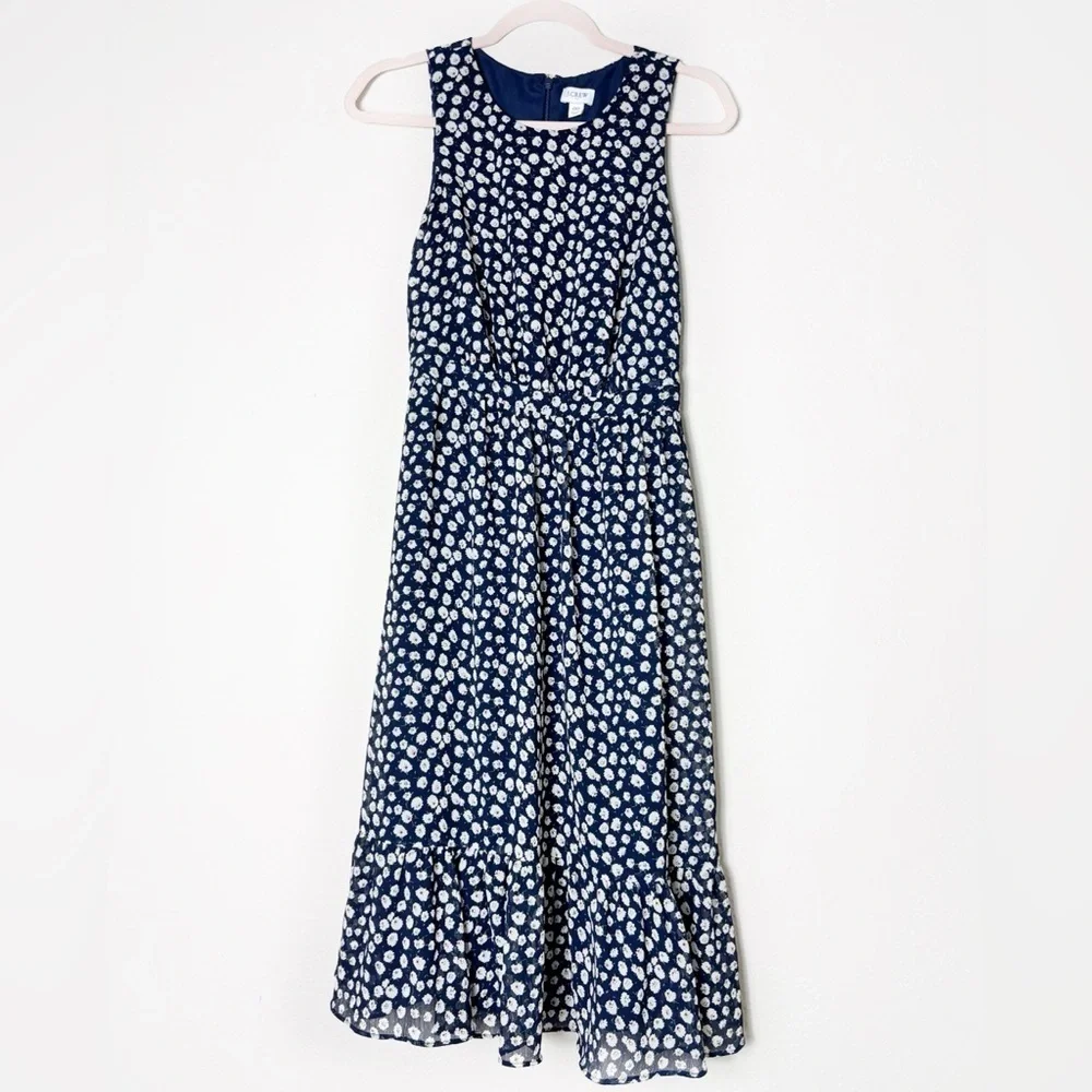 J. Crew Floral Print tiered midi dress size 00